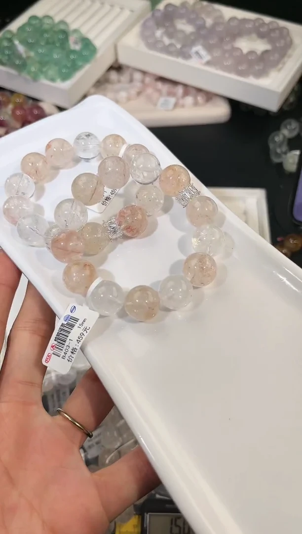 水晶手链合金多样性发一迷雾玫瑰15mm