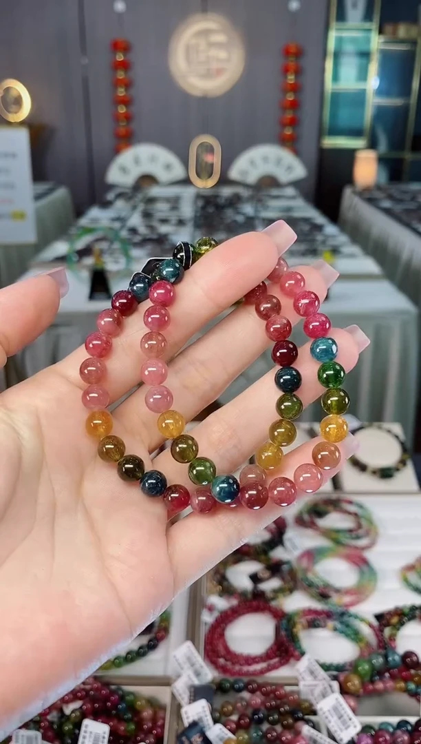 未镶嵌老矿碧玺色标单圈手串7mm+碧玺hon多样性发货一条