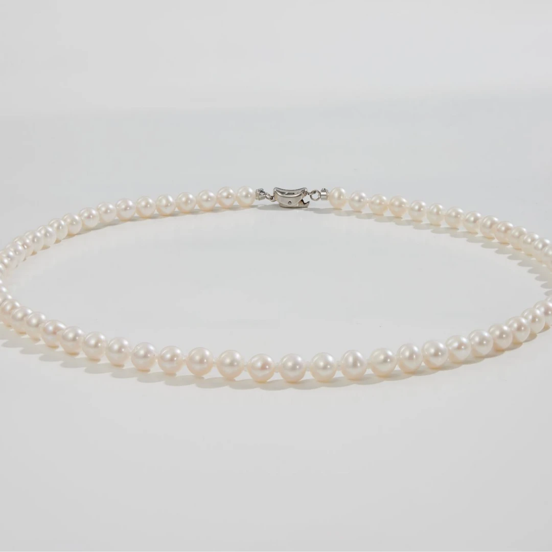 礼兰珠宝【圆圆】月华（小月灵）S925银无核淡水珍珠项链5-6mm