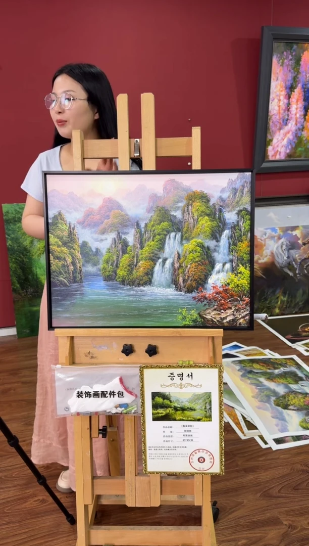 油画【原创·保真·带证书】朝鲜画家纯手绘油画作品--顺丰包邮--