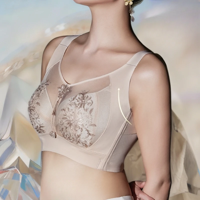 a3夏季调整型内衣大胸显小薄款舒适性感蕾丝无痕软钢圈文胸