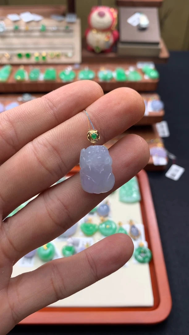 吊坠(不含链)18K金镶嵌翡翠貔貅