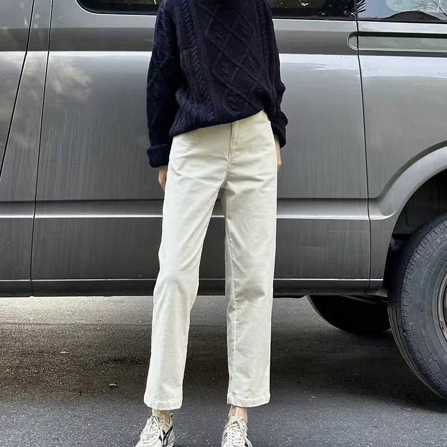 灯芯绒女裤百搭外穿秋冬春秋时尚休闲宽松加绒九分弹力秋季显瘦