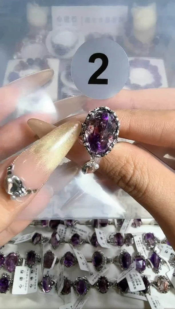 【闪购商品】水晶戒指银S925镶嵌紫超七高货戒指2号