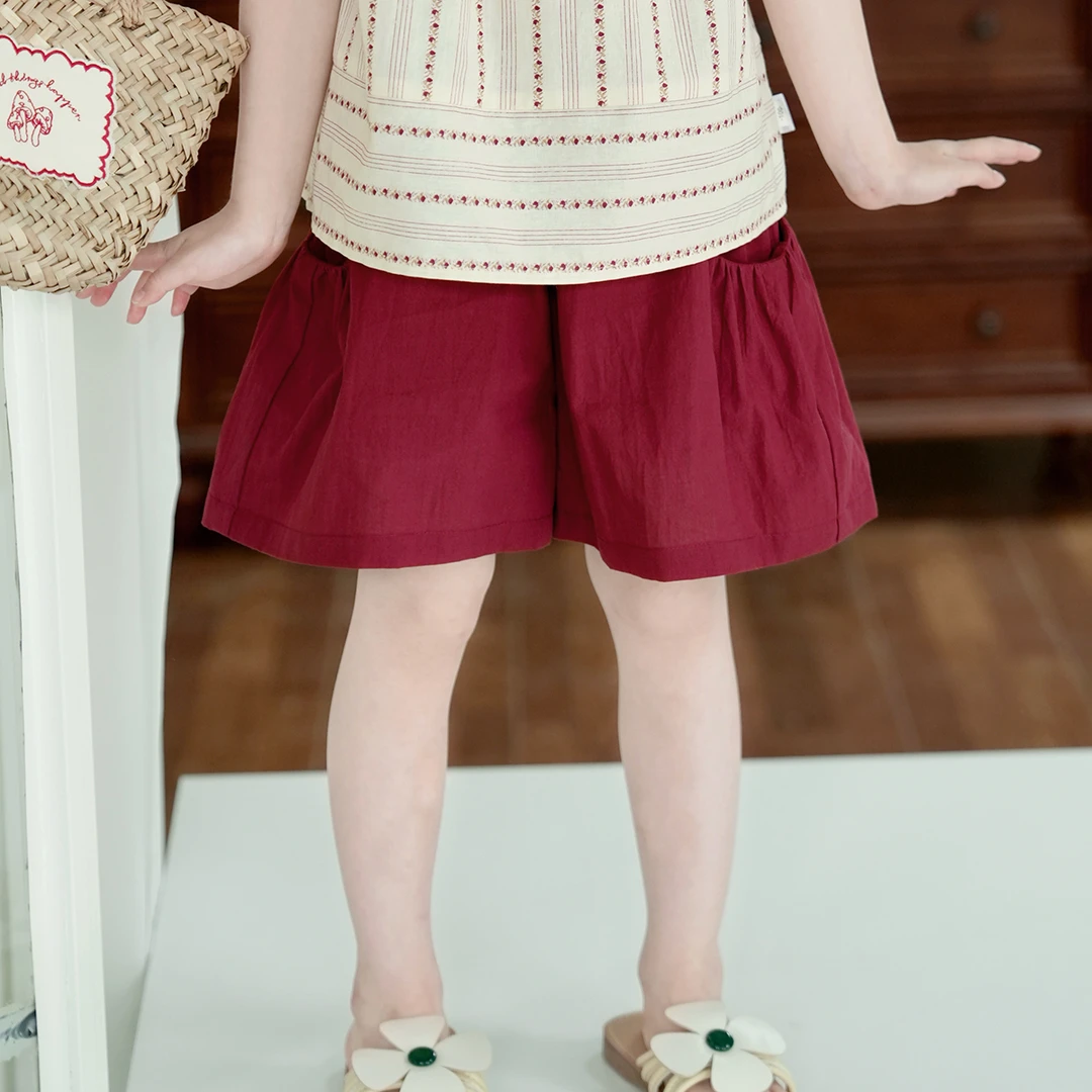 现货【洛安】5554女童夏季纯色显白短裤夏款休闲百搭女宝宽松短裤