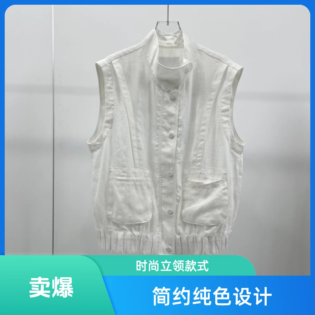 艾家新款夏装新款韩版亚麻马甲休闲百搭无袖时尚简约夏季复古1566