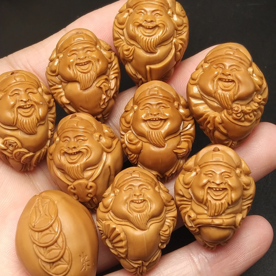 元甲财神大籽橄榄核手串八大财神爷核雕文玩橄榄胡男士盘玩手链