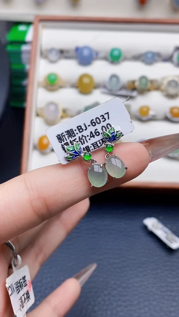 银S925镶嵌戒指翡翠6343