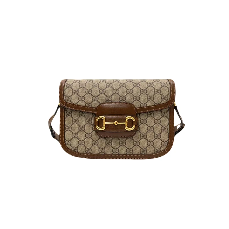 99新 GUCCI/古驰 1955马鞍包（中号）白/棕