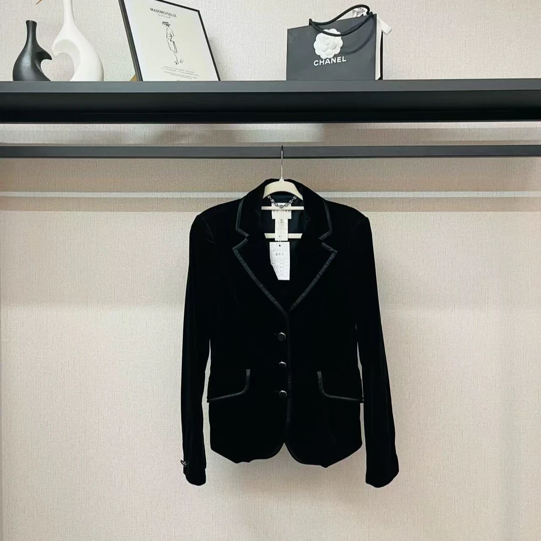 95新 Celine/思琳 黑色丝绒西装/f38/编号6511