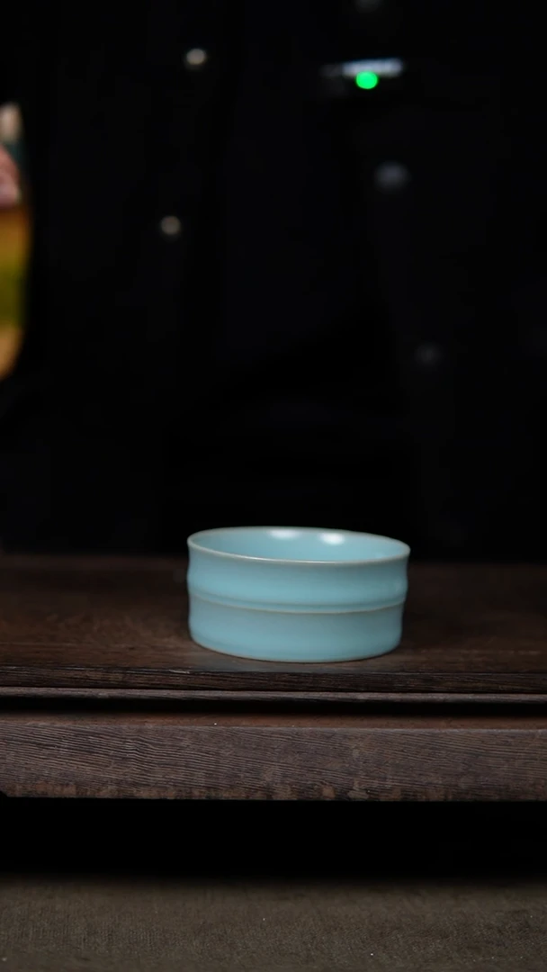 【闪购商品】杯仿古宋臻釉纯手工薄胎竹节杯大瑕