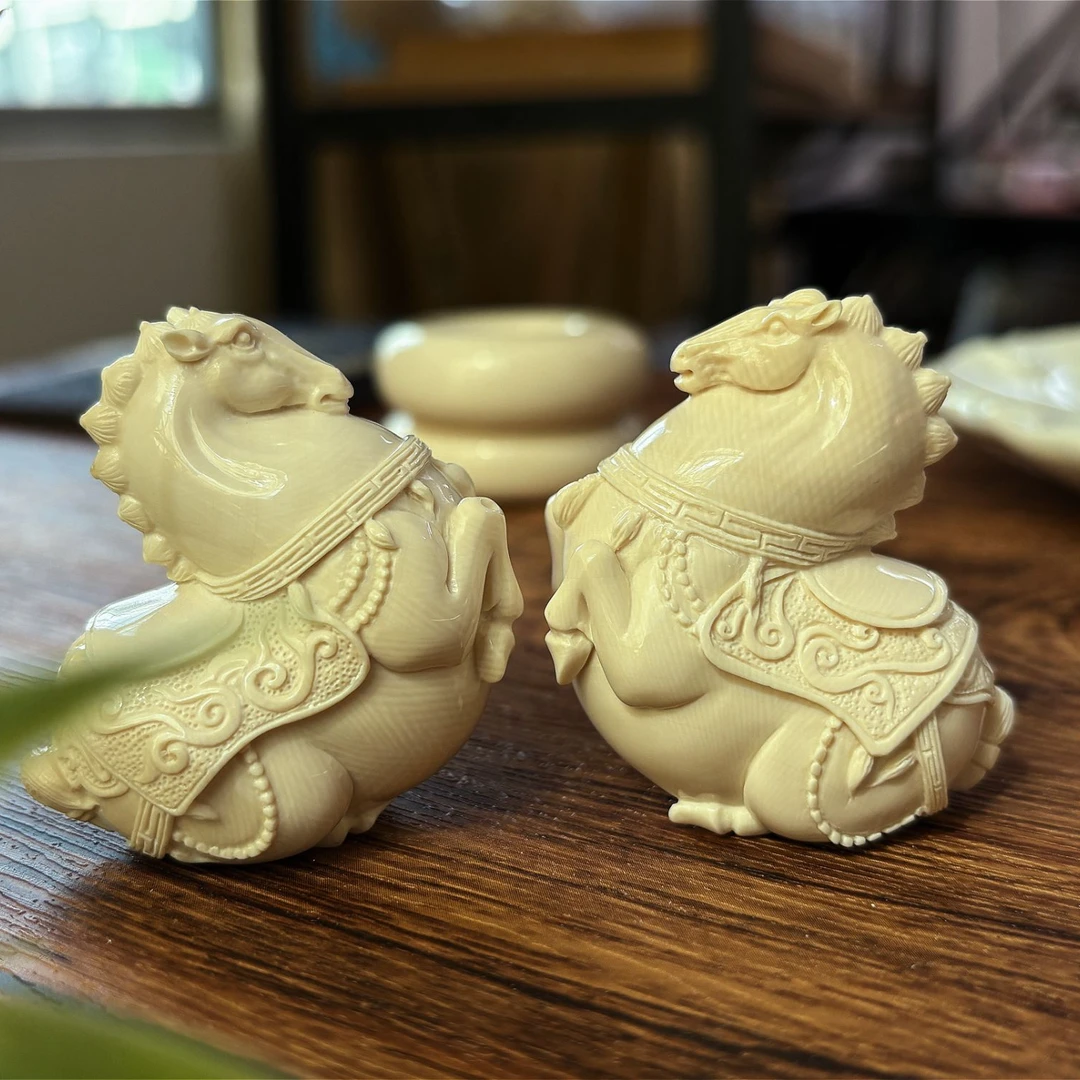 原色猛犸象牙雕刻唐马吊坠属马冰料挂件摆件手把玩件文玩收藏