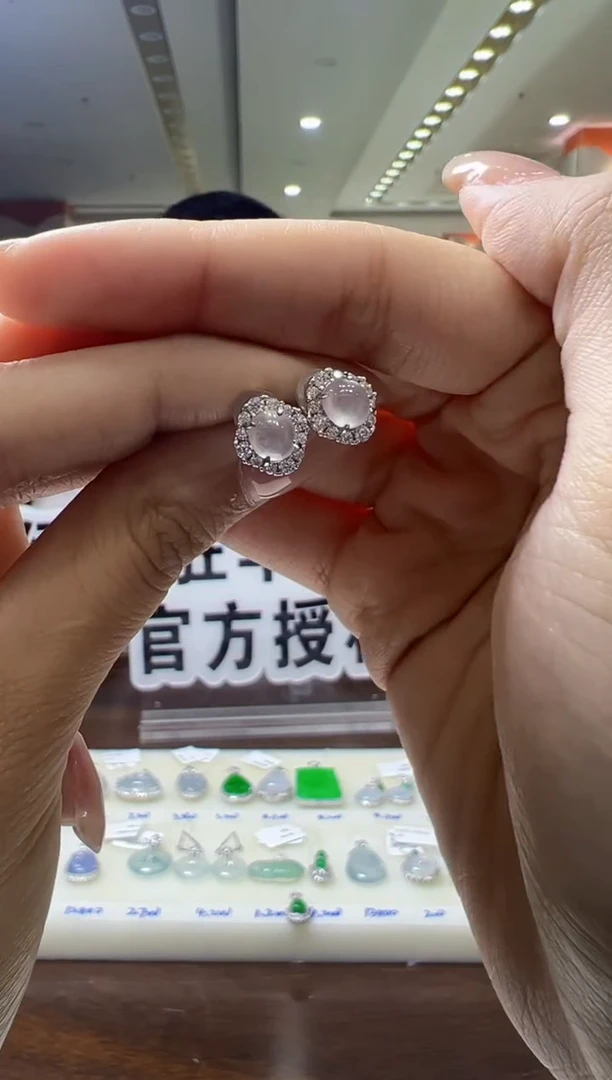 银S925镶嵌翡翠耳饰缅甸珠宝严选馆