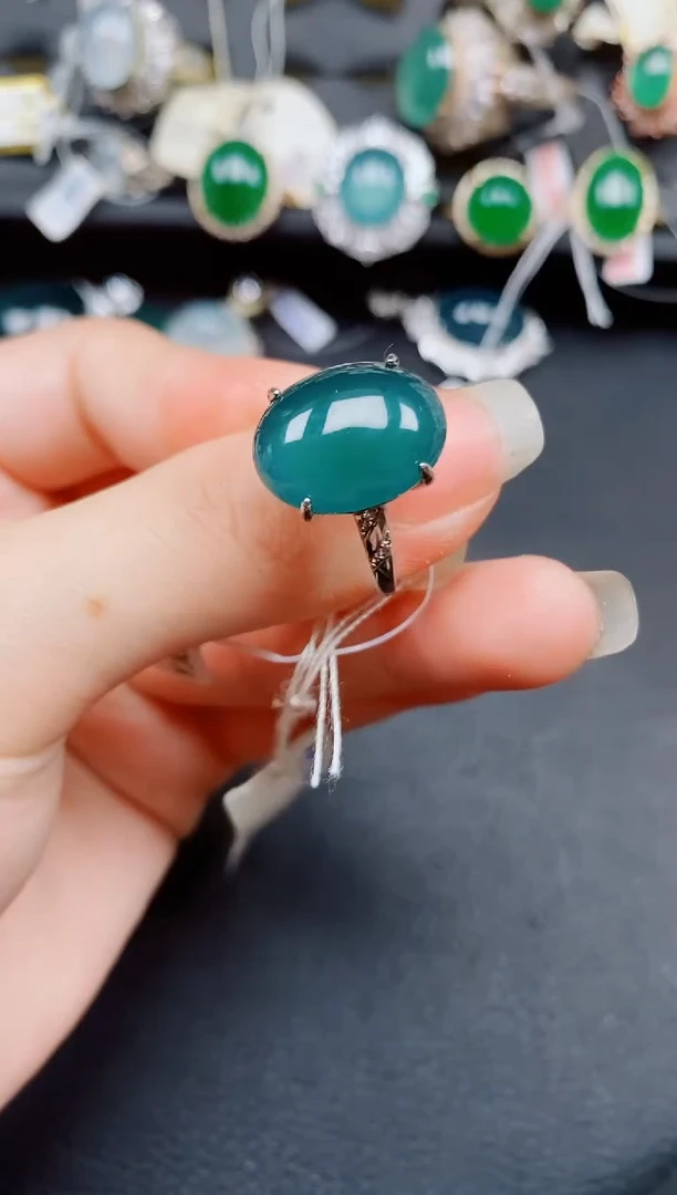 银S925镶嵌戒指翡翠翡翠