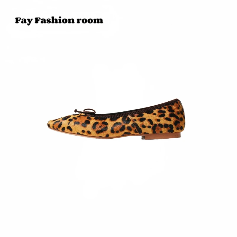 FAY | 小时髦  豹纹元素马毛芭蕾舞鞋蝴蝶结平底鞋