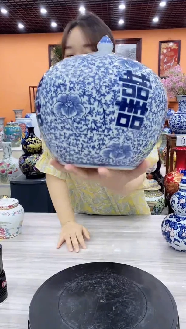 摆件f****影陶瓷摆件囍字罐