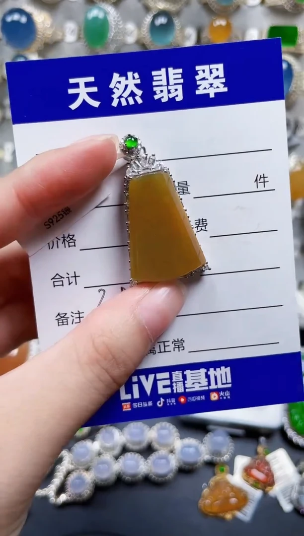 颈饰银S925镶嵌翡翠308