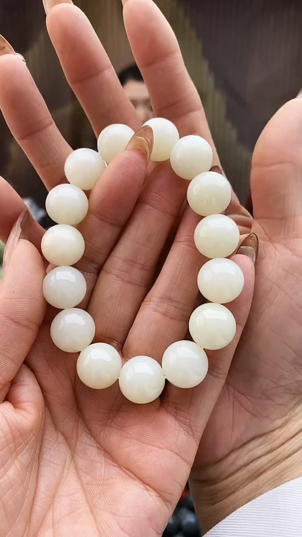 未镶嵌手串和田玉且末白14