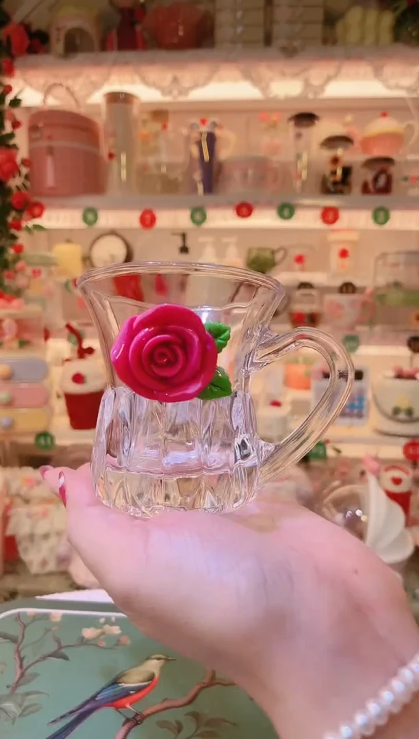 开播福利，仅剩一件！玫瑰花宽口杯