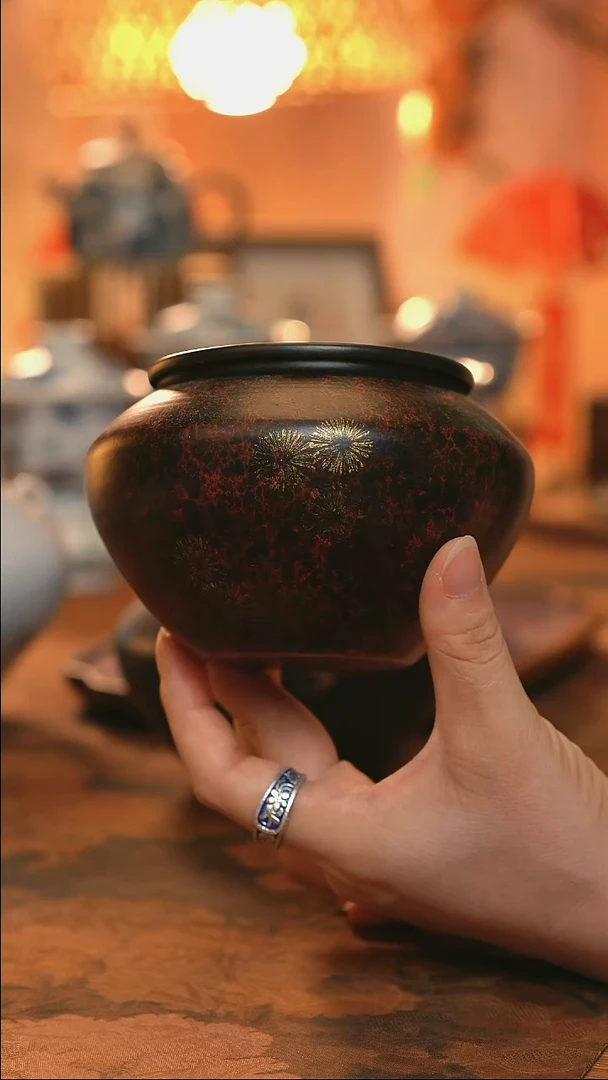 雪花建水（简装）-褐红色