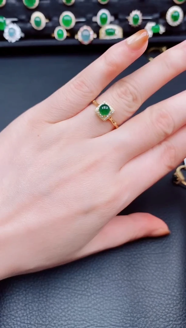 【闪购商品】翡翠戒指银S925镶嵌天然a货翡翠18