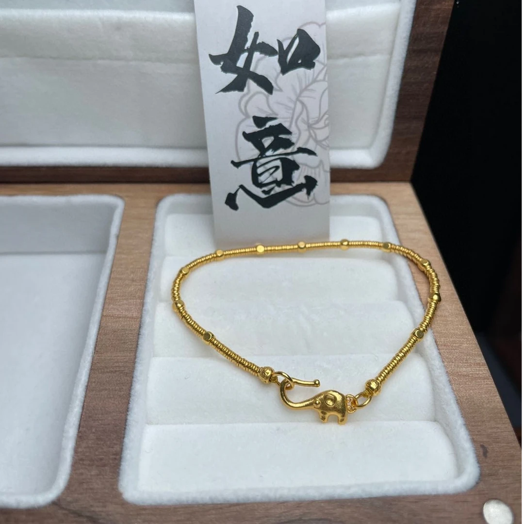 禾乐足金小方糖珠手链手串可定制  G0