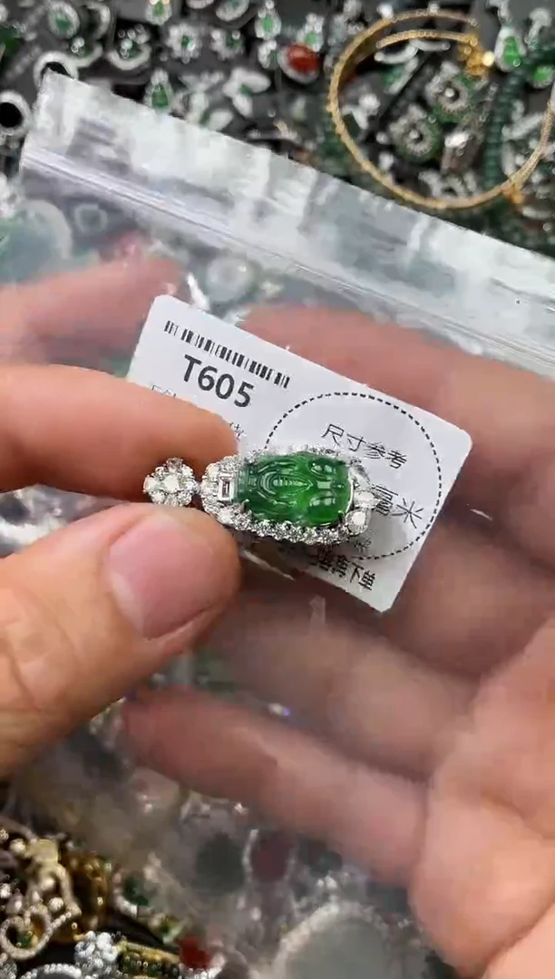 翡翠未镶嵌颈饰T605吊坠