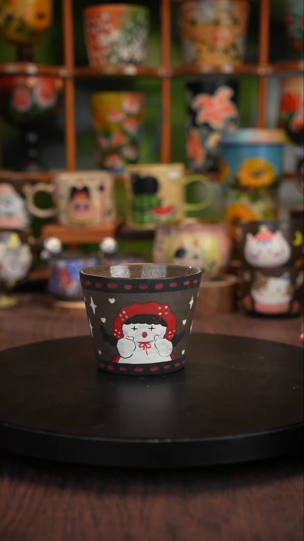 釉下手绘陶瓷紫砂杯