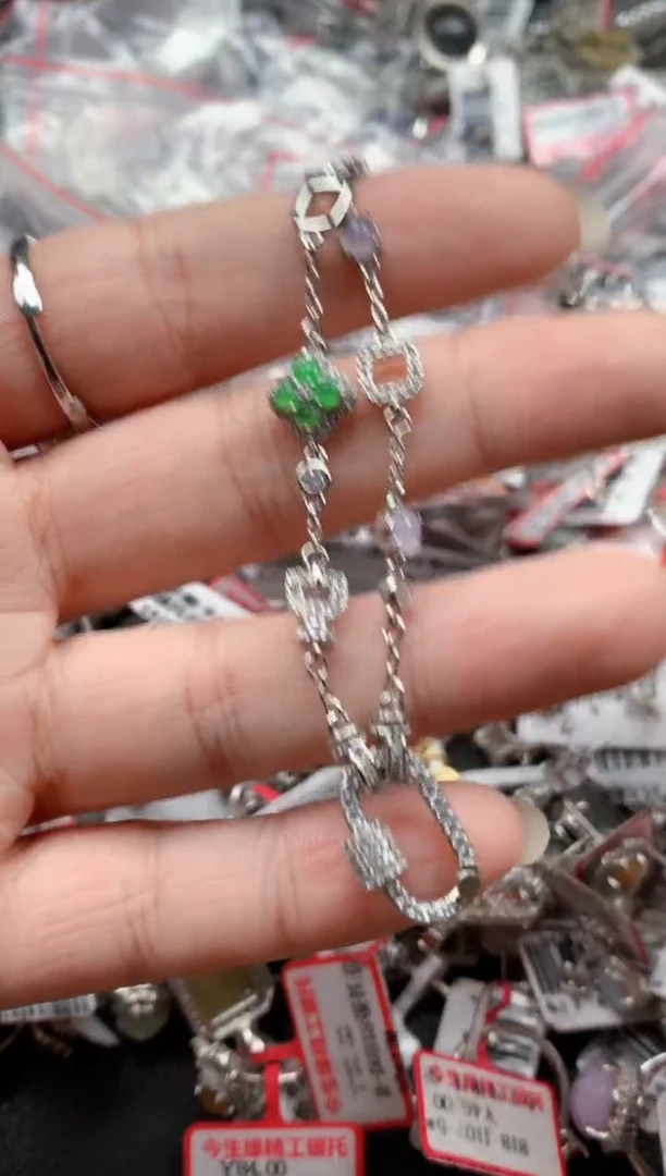 银S925镶嵌戒指翡翠天然A货缅甸翡翠