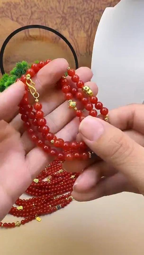 颈饰14K金镶嵌南红玛瑙A52