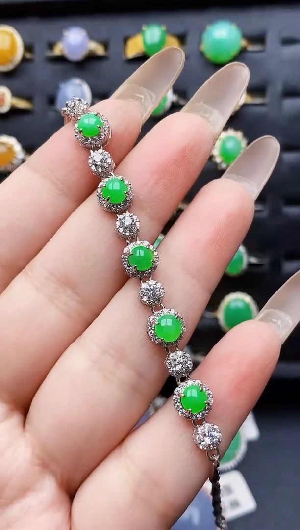 银S925镶嵌戒指翡翠0195