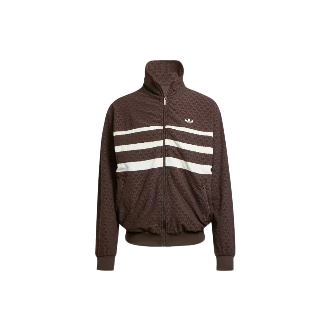 adidas三叶草originals 欧若风老花满印 百搭外套夹克 JP4419