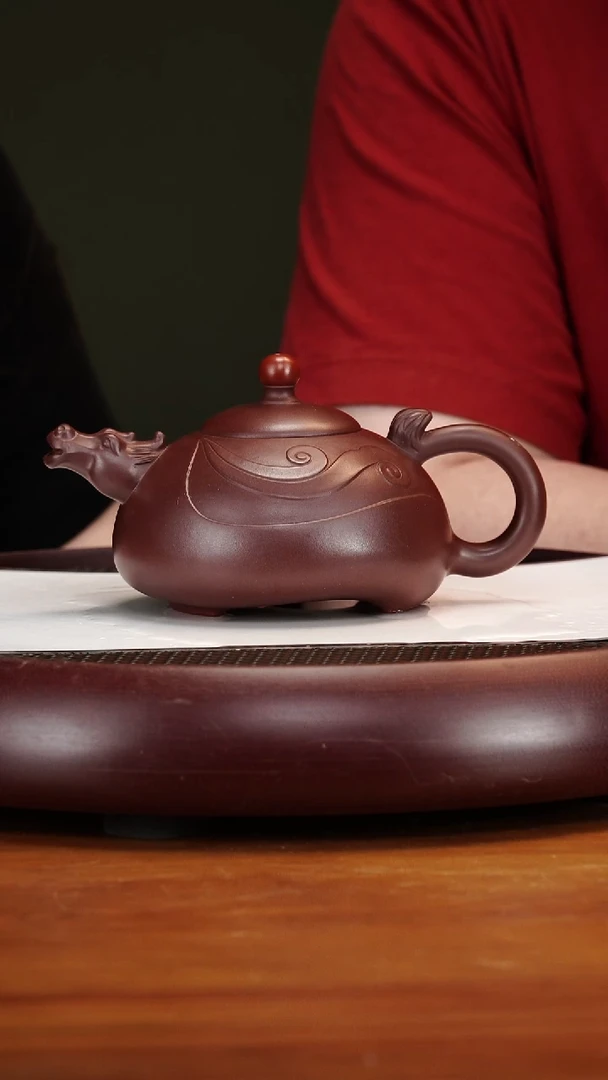 茶壶紫砂25YXM云龙出海 紫茄泥500cc