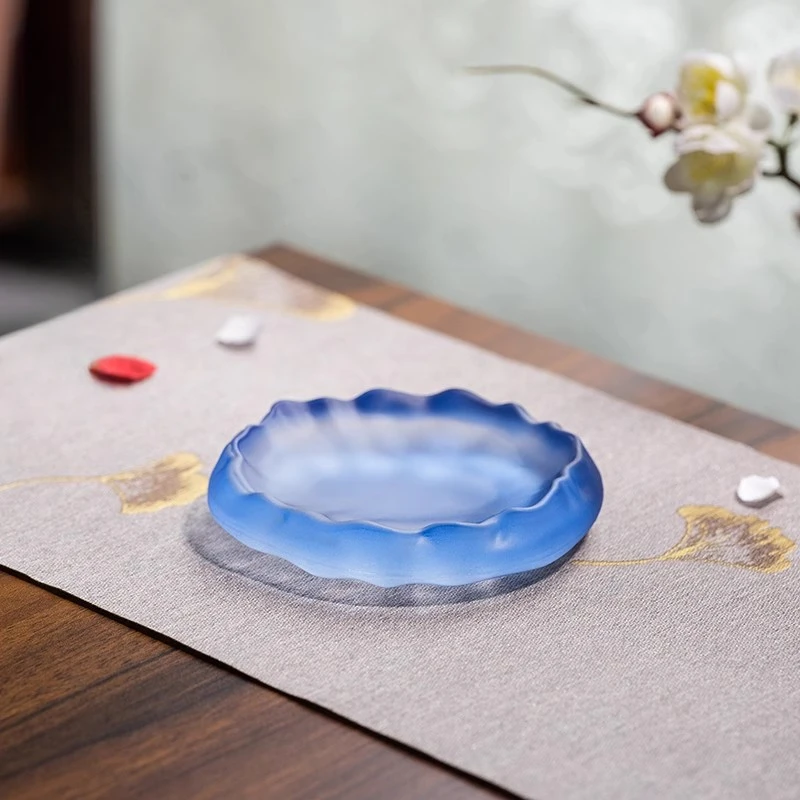 冰种墨碟砚台磨砂盛墨笔舔笔搁毛笔书法国画练习专用水晶玻璃砚台