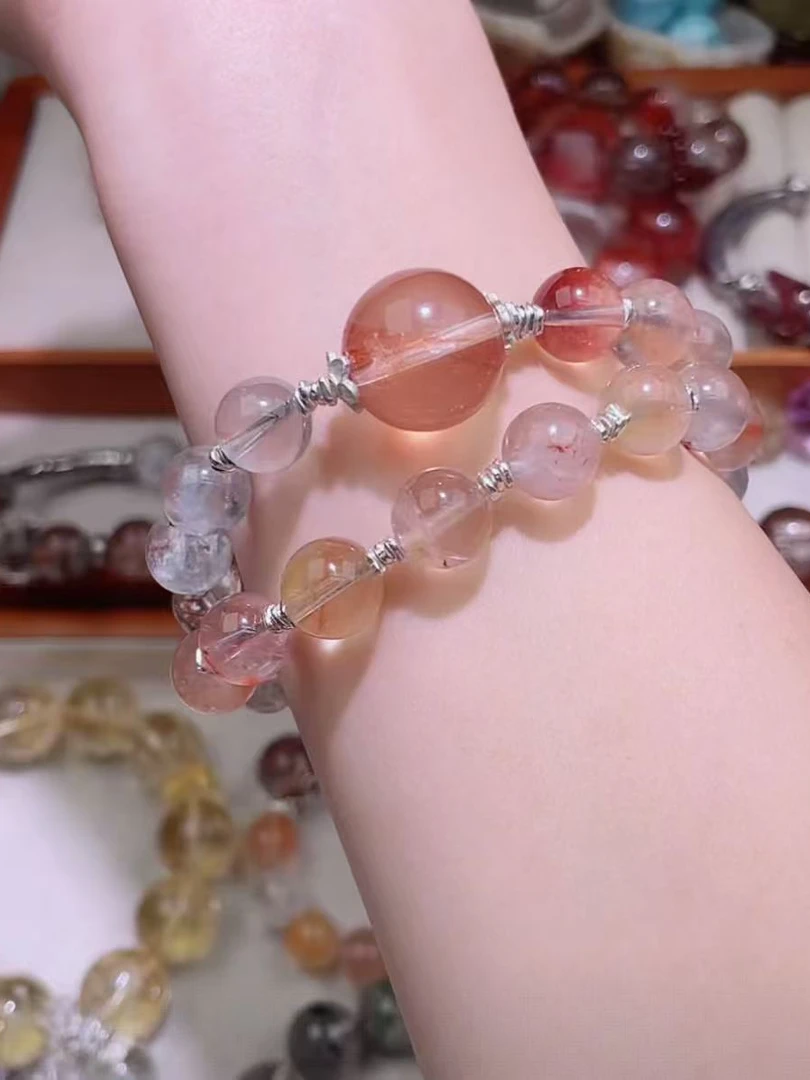 直播间拆天然水晶手串DIY11-16mm