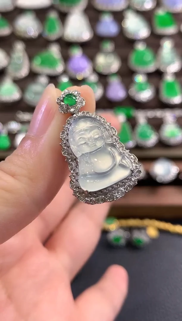 吊坠(不含链)18K金镶嵌翡翠d17