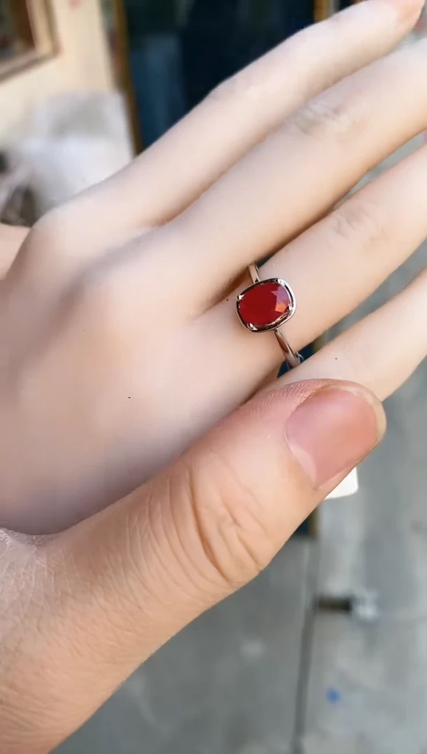 【闪购商品】红宝石戒指银S925镶嵌戒指