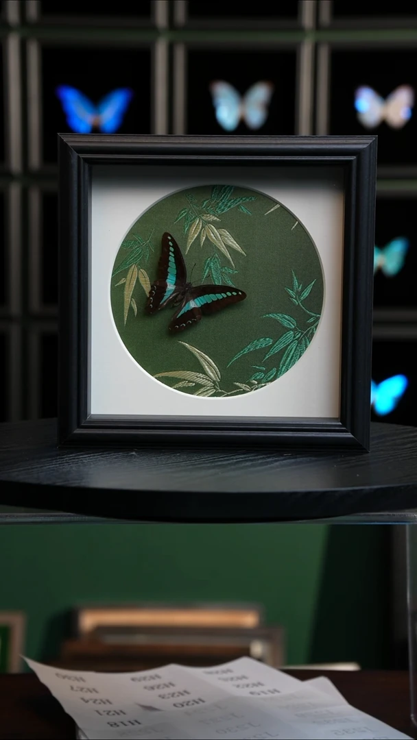 青凤蝶竹子布料底8寸方框