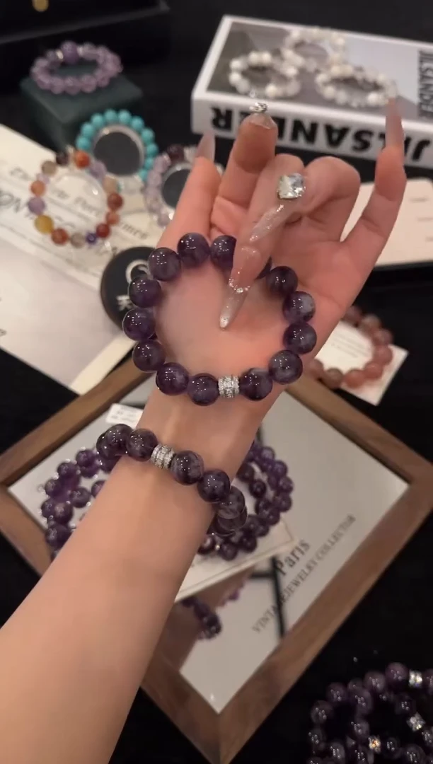 合金手链水晶浓郁紫兔毛x3601