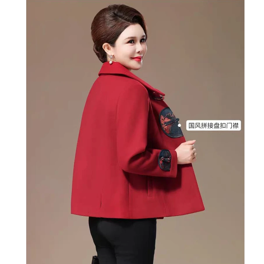 【羽墨】金688秋冬新款国风毛呢外套显瘦上衣