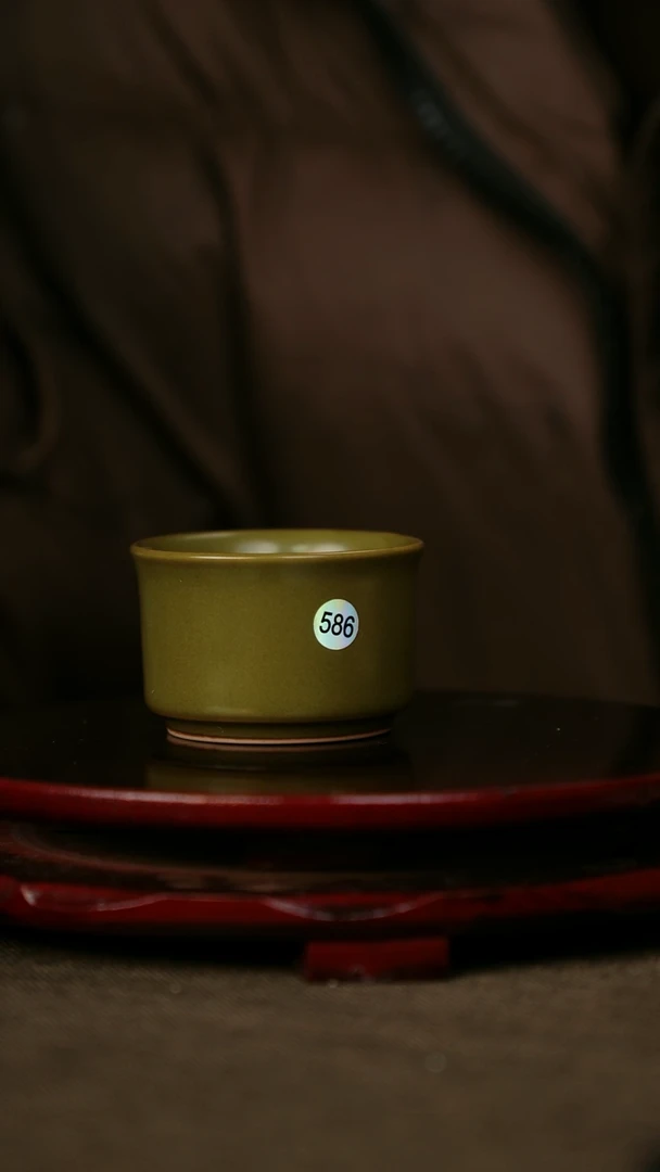 柴烧 扳指杯 黄金釉