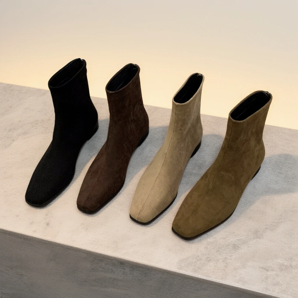 啄木鸟绒面韩系靴新款玛丽珍春秋季加绒马丁靴咖色阔腿裤必备鞋