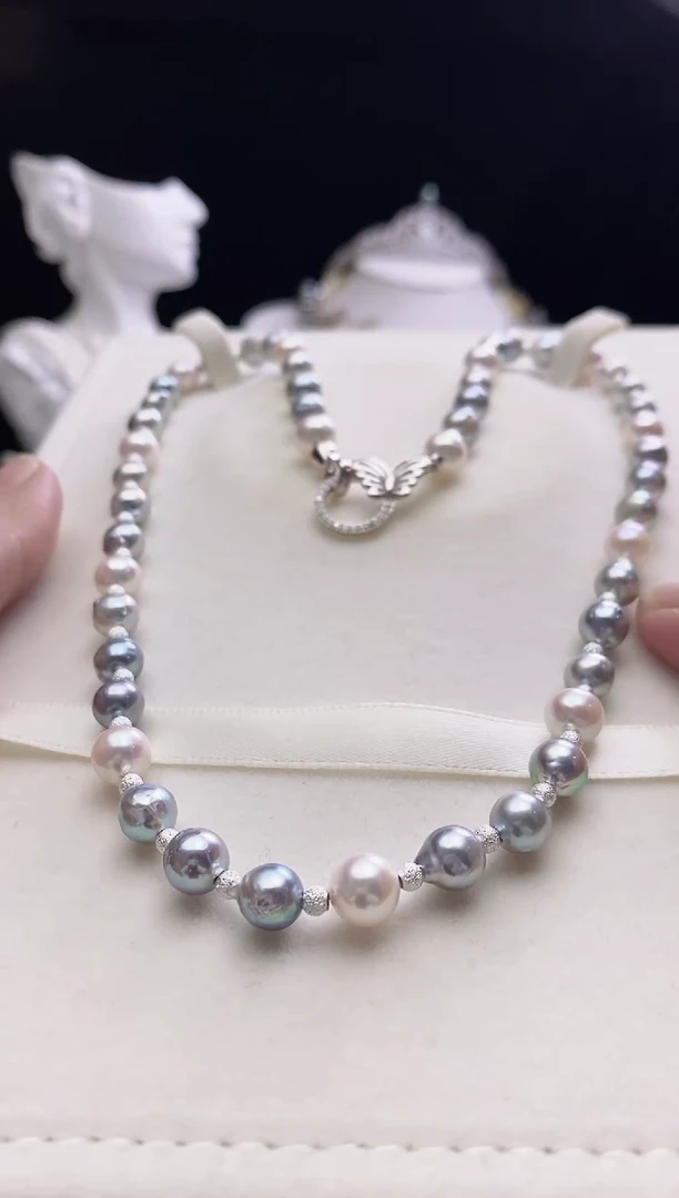 项链银S925镶嵌海水珍珠海水巴洛克珍珠项链