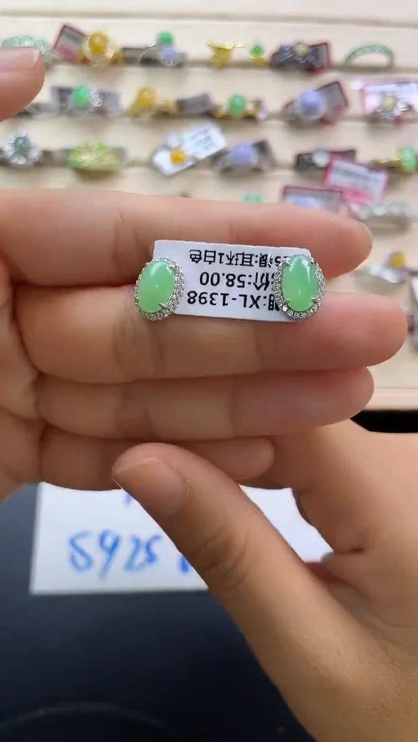 银S925镶嵌戒指翡翠翡翠 蛋面 银S925镶嵌