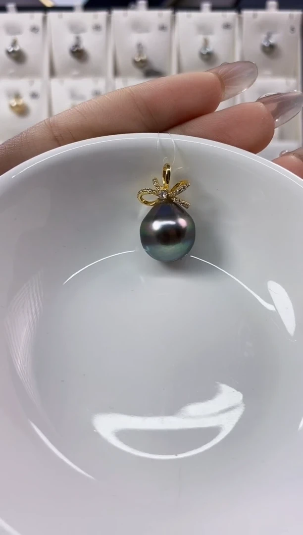 吊坠(不含链)银S925镶嵌海水珍珠14-15大溪地吊坠