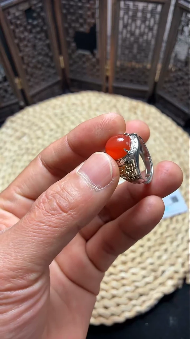 未镶嵌戒指南红玛瑙冰红戒指