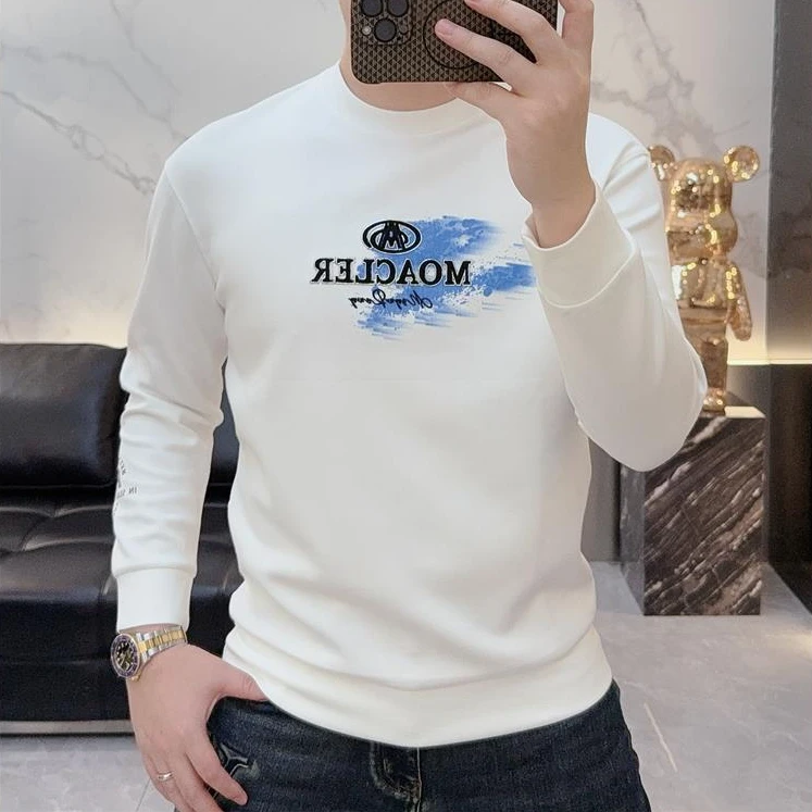 轻奢潮牌秋冬新款圆领长袖休闲卫衣男时尚印花字母徽章男款打底衫