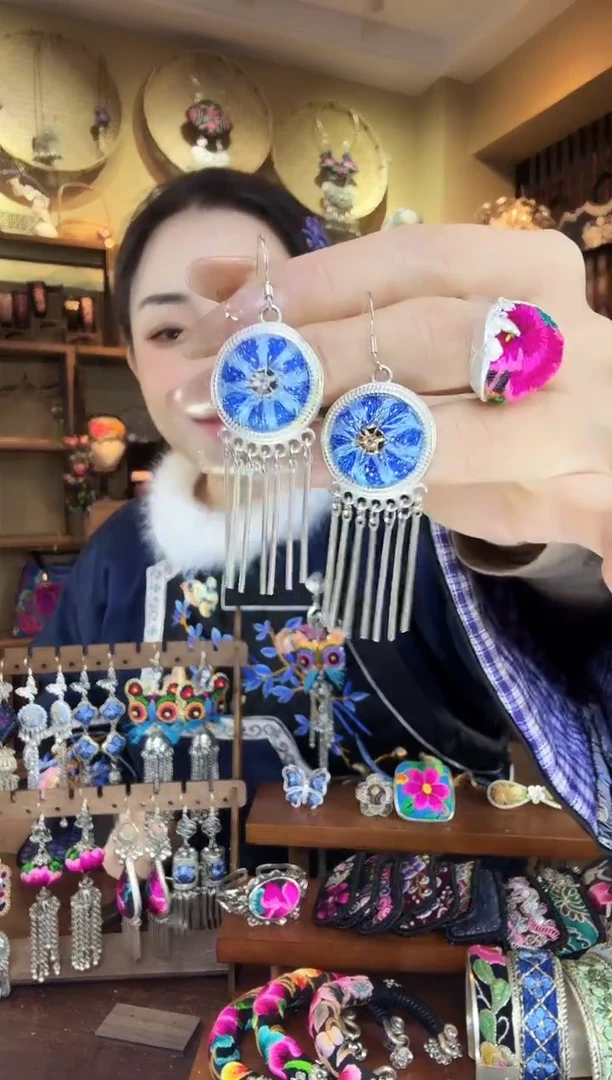 刺绣非遗刺绣民族风耳环