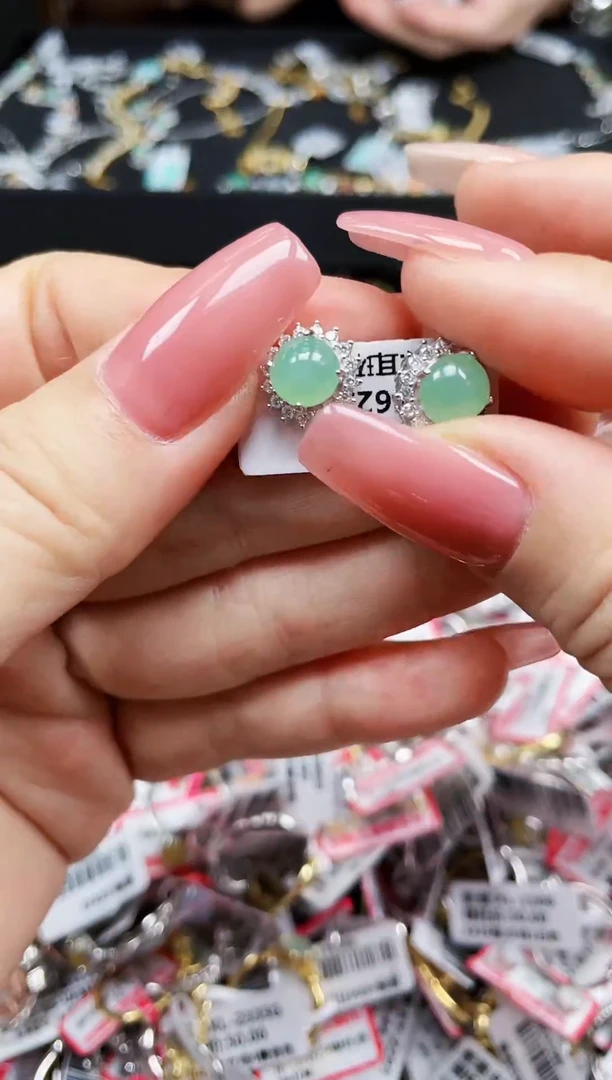 银S925镶嵌戒指翡翠天然缅甸A货翡翠
