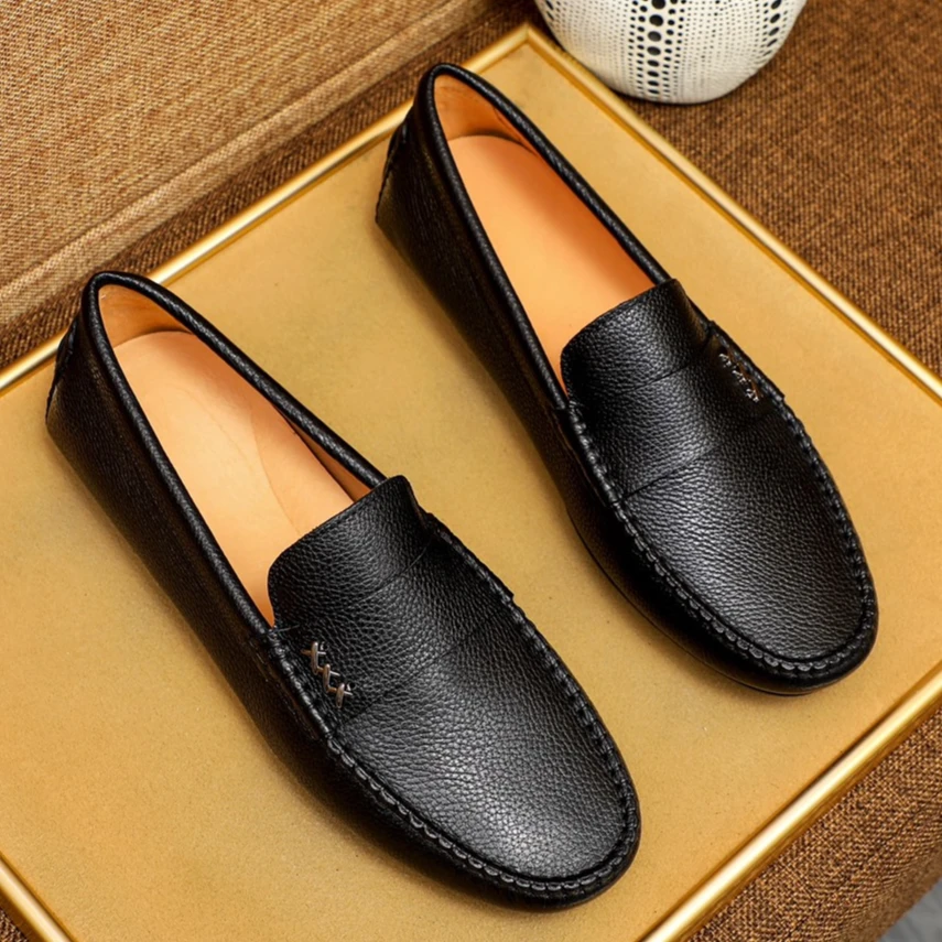 欧洲站男士豆豆鞋真皮夏季潮流低帮软底时尚轻奢驾车鞋一脚蹬皮鞋